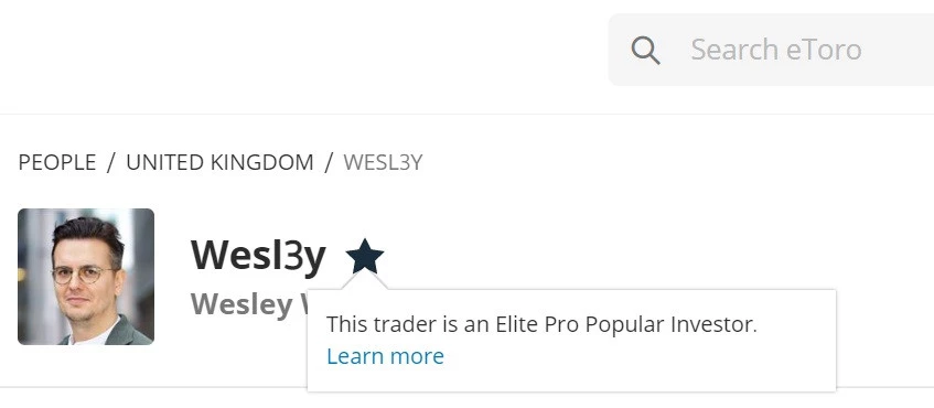 Wesley Nolte is an Elite Pro Popular Investor